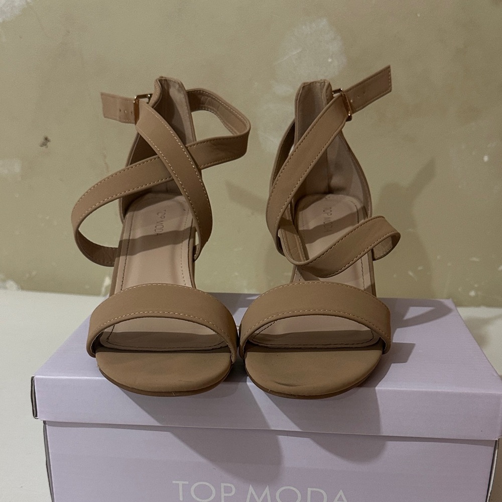 TOP Moda Women's Beige Strappy Heels